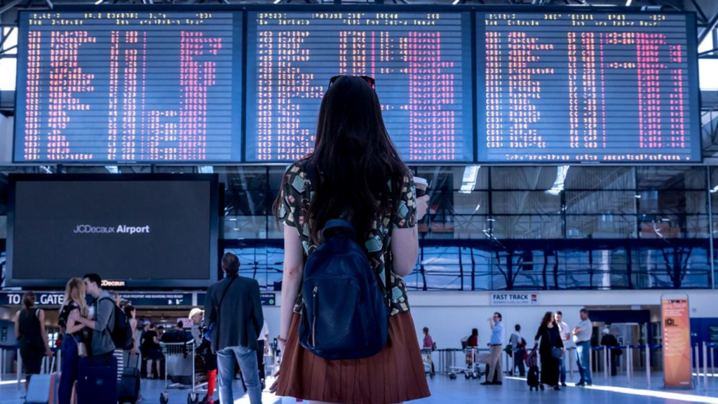 A Passenger arriving to airport after Lufthansa Flights operations resumed post cancellation of airport staff strike