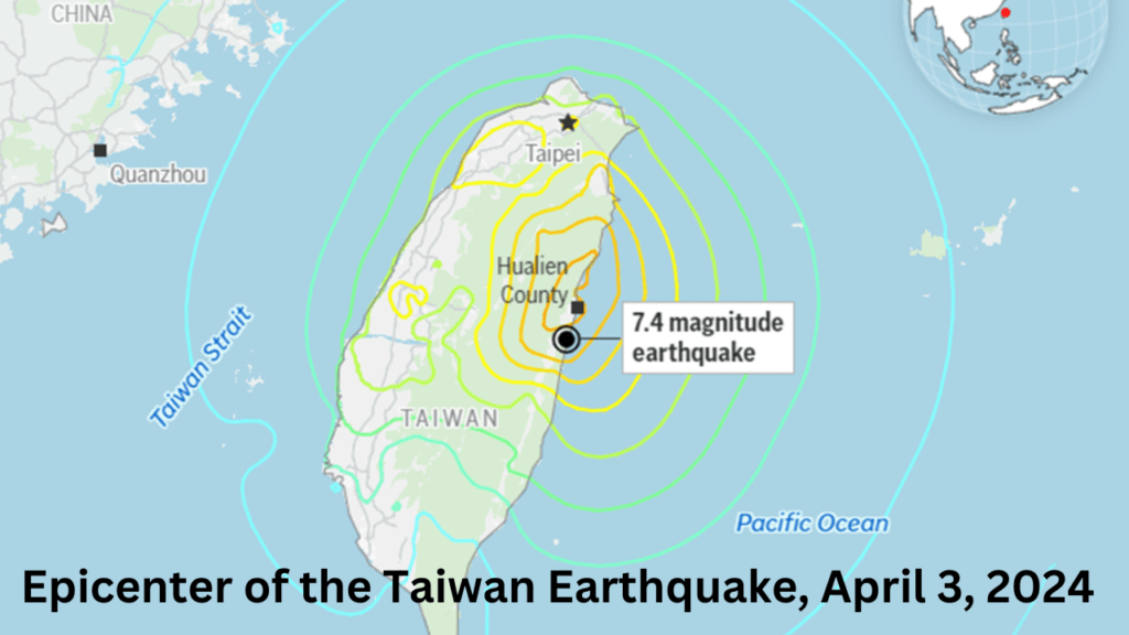 epicenter of the Taiwan quake, April 3, 2024